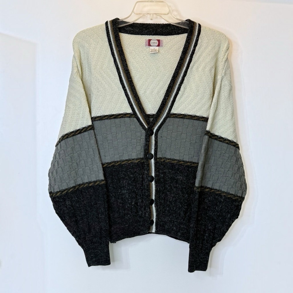 Chiamare Knit Cardigan Grandpacore Parital Button Up Mens Large
